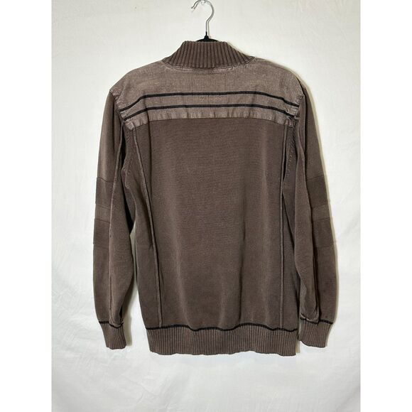 BKE Men's VIntage Athletic Fit Brown Cotton Sweater with Distressing, Size L - Picture 4 of 5